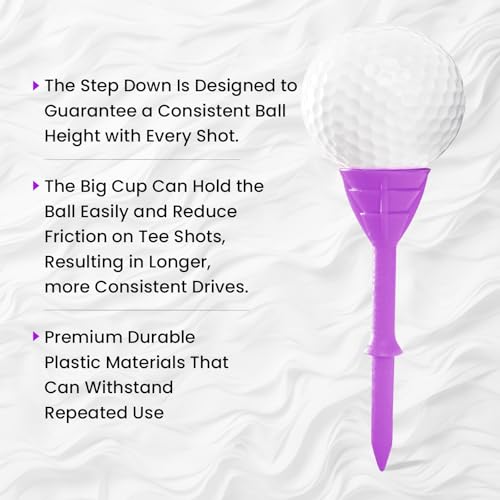 Amy Sport Golf Tees Plastic 3 1/4 inch Upgrade Unbreakable Bulk 30 Pack Reduce Friction Side Spin Durable Stable 83 mm Long Tee for Golfer Practice - color: Purple