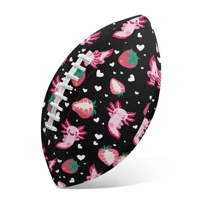 SYtrade Recreational Football Game Footballs PU Composite Leather Footballs for Training Indoor Outdoor - color: Axolotl Love Strawberry Black