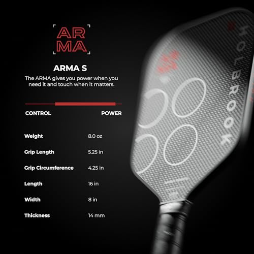 Holbrook ARMA Series Metallic Pickleball Paddle – Carbon Fiber Paddle with Dual-Density Core | USAPA Approved for Tournament Play | Control & Power - style: S