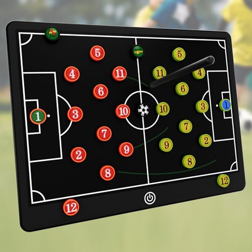 Soccer Coaching Board, 16" LCD Magnetic Screen with 25 Magnets - Electronic Tactics Board for Training, 0.3s One-Touch Erase & Lock, IPX4 Waterproof Portable Design, Includes Stylus Pen