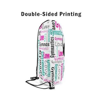 Castle Fairy Gymnastics Drawstring Backpack Gymnastics Lovers Sackpack for Beach Swimming Pool Cheerleading Draw String Bags Waterproof Sports Gym - color: Pink 8