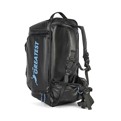 GREATEST Ultimate Frisbee Bag 60 Liter. Built in Insulated Cooler Pocket and Organization Compartments. Waterproof Sports Duffel Backpack for Outdoor Sports Travel & More - color: MOONLIGHT BLUE