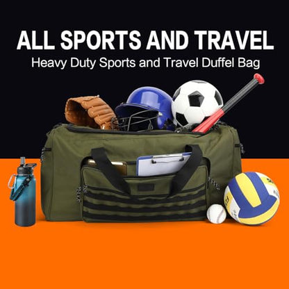 120L Extra Large Gym Duffle Bag for Men Women with Shoes Compartment Heavy Duty Tactical Sports Duffel Bag Big Football Baseball Basketball Soccer Hockey Team Equipment Bag, Green - color: Green