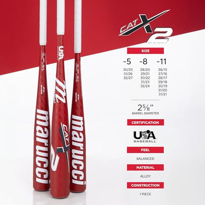 Marucci CATX2 Senior League Bat, 2 5/8" Barrel, -5, -8, -11 Drop, USA Baseball, Balanced - size: 29" / 18 oz, style: -11