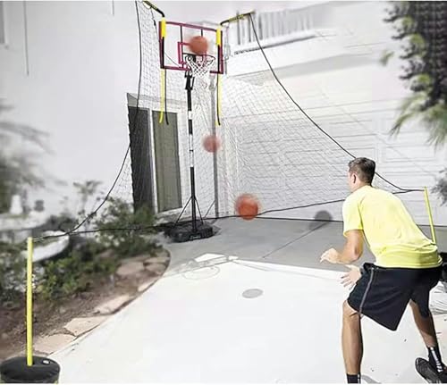 Basketball Return Net Attachment - Large Hoop Rebounder for Backyard Court, Trainer for Shooting, Easy Assembly - Outdoor Basketball Returner