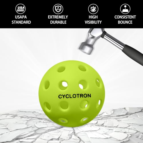 cyclotron 6-Pack Premium Pickleball Balls - USAP Approved, 40 Holes Outdoor/Indoor Pickle Balls with Bag, Perfectly Balanced, High Bounce True Flight, Pickle Ball for Tournament Play - color: green
