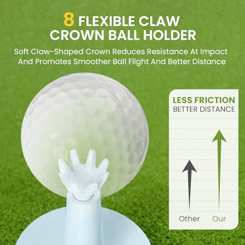 Golf Rubber Tee Value 5 Pack, Adjustable Height from 2.1" to 2.9" Unbreakable Durable for Practice Mat, Driving Range Tees Holder for Indoor Outdoor Backyard