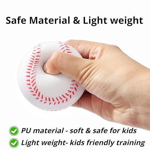 12 Pack Foam Baseballs Softballs Foam Training Ball for Kids Beginners, 9 inch Practice Baseballs Tballs, Safe Throwing, Catching and Batting Practice - color: White
