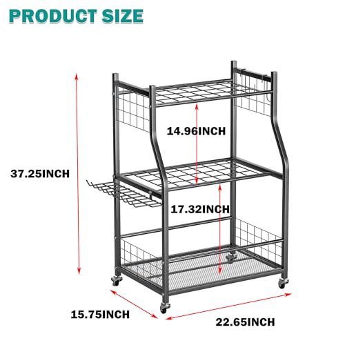 EVERHANGER Garden Tool Organizer Stand, Garage Tool Storage Organization, Yard Tool Racks with lockable wheels, Fit for Long-Handled Tools/Rakes/Brooms, Indoor/Outdoor Use - size: Medium