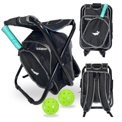 2 in 1 Pickleball Bag and Foldable Chair, Adjustable Bag with Foldable Chair, Paddle Pocket, Compartment for Shoes, Water Bottles and Extra Paddles