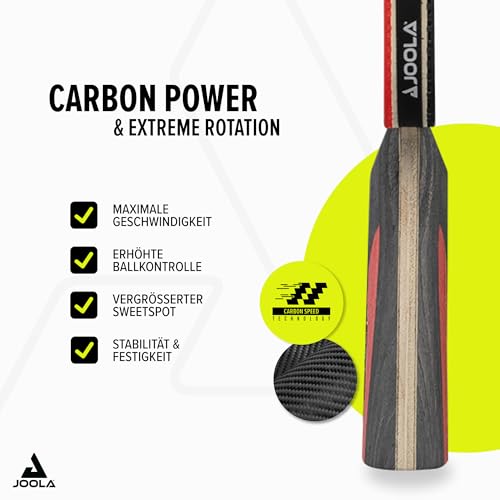 JOOLA Duo Carbon Ping Pong Paddles Set of 2 - Professional Table Tennis Paddles, Three Advanced White 3 Star Tournament Ping Pong Balls and Carrying Case - Advanced Table Tennis Rackets