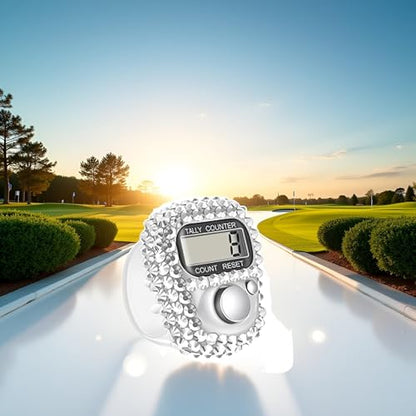 Electronic Finger Tally Counter Clicker Counter,Portable Digital Display Tally Counter,Convenient Resettable Mini Lap Counter for Golf Goods Counting Accessories,Track and Field Lap Counters - color: Silver