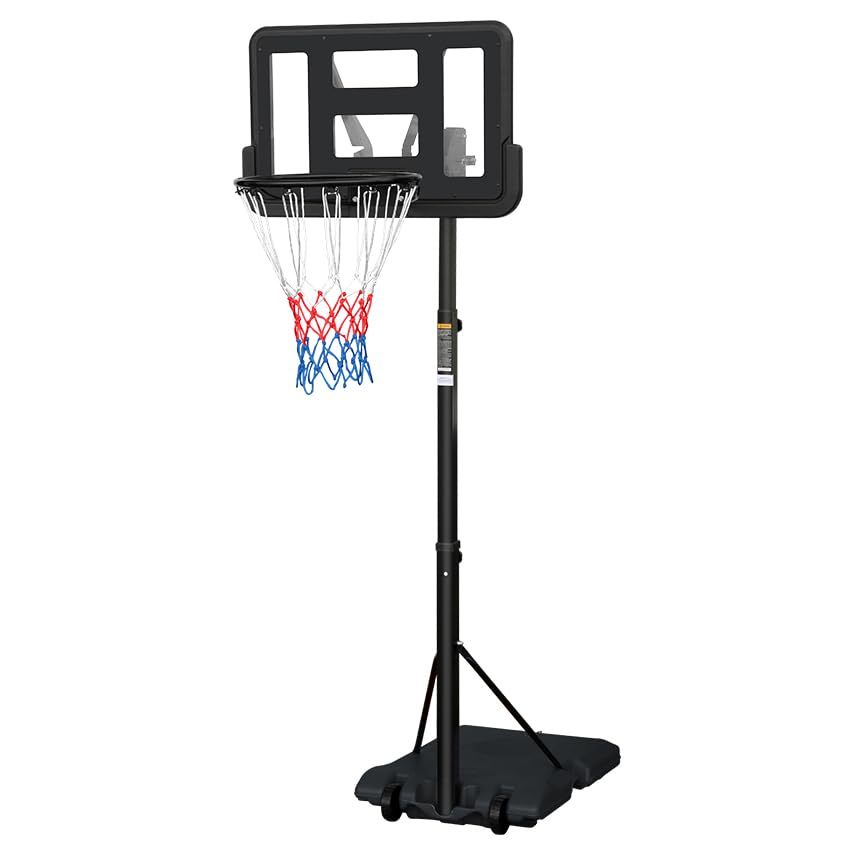 RAKON Portable Basketball Hoops Outdoor Adjustable Height 7.5-10FT Blue Basketball Goal for Kids Youth Adults in Backyard/Driveway/Basketball Court/Garage/Indoor 44" Shatterproof Backboard