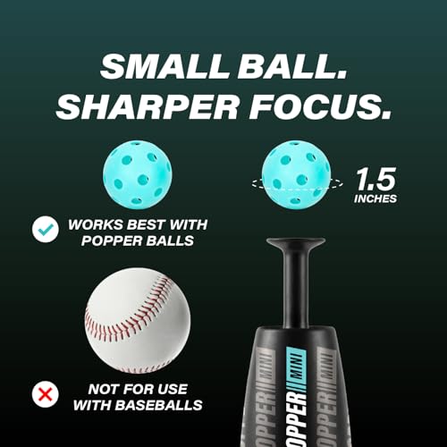 Bandit Sports Mini Popper Plastic Baseballs, Made of Impact-Resistant and Rebounding Material, Perfect Practice Baseballs & Hitting Ball Training - size: 12 count