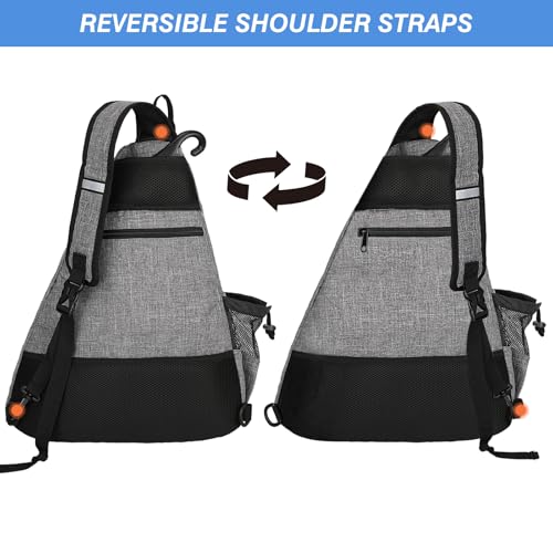 WOLT Pickleball Bag,Crossbody Sling Bags for Women Men,Pickleball Backpack with Fence Hook for Tennis, Racketball - color: Grey_Left