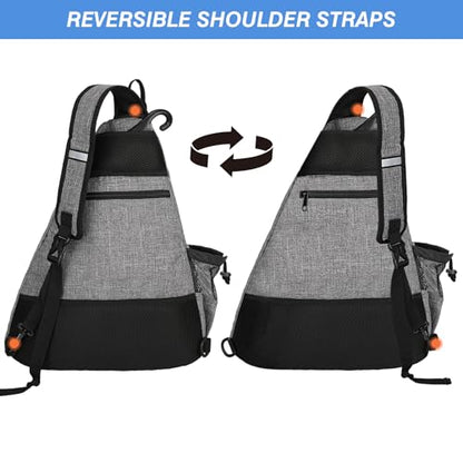 WOLT Pickleball Bag,Crossbody Sling Bags for Women Men,Pickleball Backpack with Fence Hook for Tennis, Racketball - color: Grey_Left