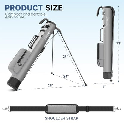 Findway Golf Stand Bag, Small Golf Bag for The Driving Range, Par 3 and Executive Courses, Lightweight Golf Club Carry Bag with Ball Holder and Pockets for Men Women - color: Gray
