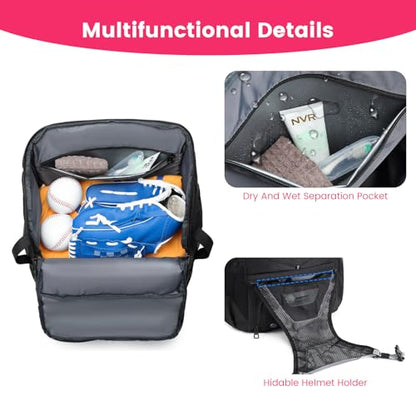 Softball Bag,Softball Bat Bag For Youth Adults,Baseball Bag with Fence Hook for TBall Bat & Equipment,Lightweight Baseball Bat Backpack with Shoe Compartment,Large Main Compartment for Helmet - color: Pink Camouflage