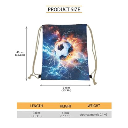 Mumeson Backpack Dayback Printed Daypack Drawstring Bag Travel Bag Large Capacity Shopping Bag for Men, Thunder Soccer Print - color: Thunder Soccer Print