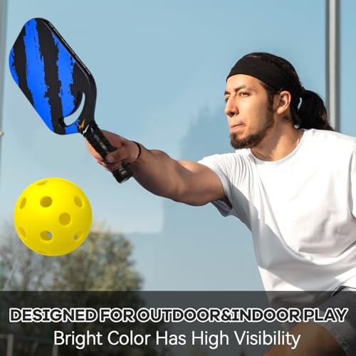 6 -Pack Pickleball Balls, 26 Holes Outdoor Pickleballs, High Elasticity & Durable Pickle Balls for All Style Pickleball Paddles Indoor Pickleballs - color: Yellow, style: 6 - Pack