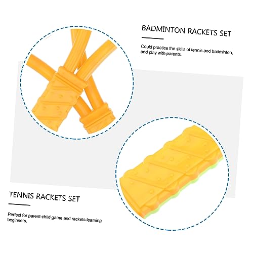 Outanaya 2Pcs Parent Outdoor Sports Racket Set Large Tennis Badminton Rackets for Includes Tennis Balls Badminton Shuttlecocks for Family Fun