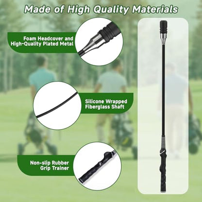 Golf Swing Speed Trainer, Golf Grip Trainer for Warm Up and Click Stick Tempo, Golf Swing Training Aid for Right Handed Golfers, Improves Flexibility, Balance & Swing Rhythm, Indoor & Outdoor Use
