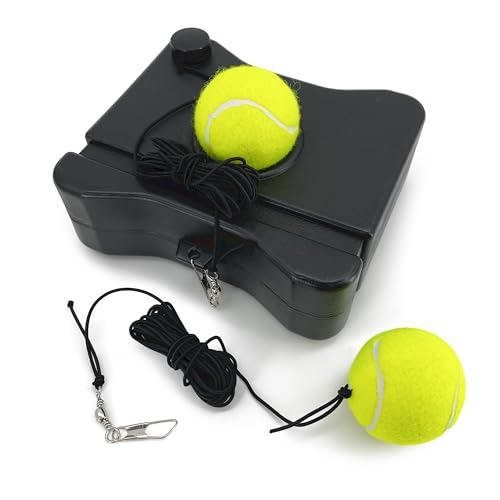 Tennis Trainer Rebound Baseboard Self Training Equipment with 2 Tennis Balls - color: Black