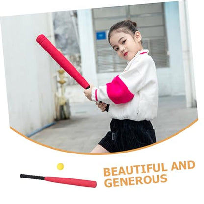 GALPADA Portable EVA Baseball Bat Red Plastic Training Stick Lightweight for Indoor Outdoor Youth Sports Practice