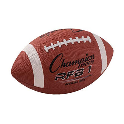 Champion Sports Rubber Football – Durable All-Weather Ball for Pee Wee to Official Sizes, Indoor & Outdoor Play - style: Official Size (Ages 14+)