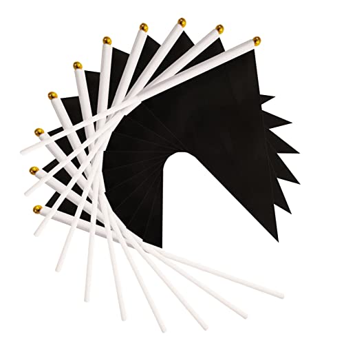 50 Pack Black Pennant Small Mini Flags On Sticks,Hand Held Solid Black Pennant DIY Graffiti Flag,Party Events Celebration,School,Grand Opening,Kids Birthday,Sports Clubs,Flower Pot - color: Black