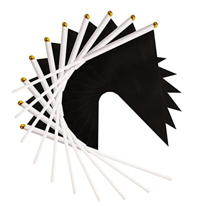 50 Pack Black Pennant Small Mini Flags On Sticks,Hand Held Solid Black Pennant DIY Graffiti Flag,Party Events Celebration,School,Grand Opening,Kids Birthday,Sports Clubs,Flower Pot - color: Black