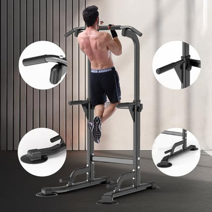 Z ZHICHI Pull Up Dip Station For Home Gym Strength Training Fitness Workout Station Chin-Ups Push-Ups Pull-Ups Dip-Ups 330LBS T055CDC - color: matt black