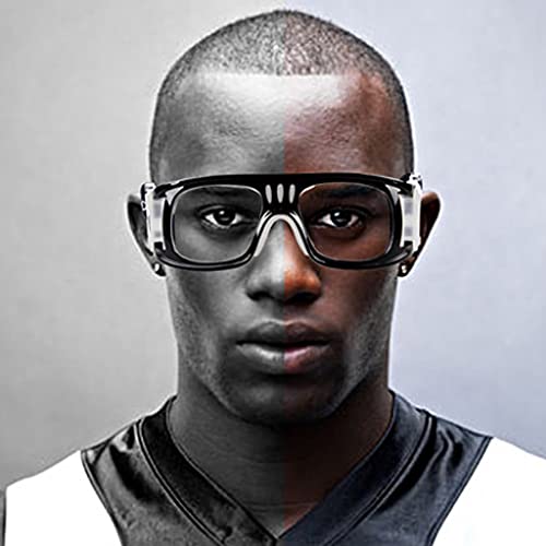 SHEEN KELLY Professional Sports Goggles Adult Protective Safety Goggles Basketball Glasses for Men with Adjustable - color: 01-black+strap