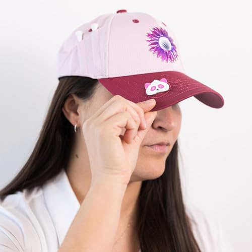 Ladies Adjustable Hats - Tee Holder with Tees & Bill Magnet with Ball Marker - 100% Custom Made - color: Pinkadelic Burst, style: Center