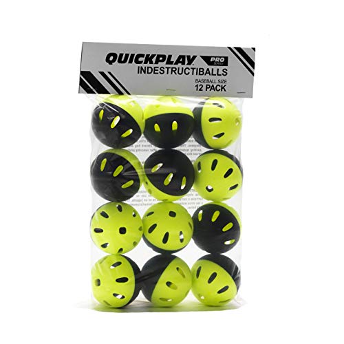 QUICKPLAY Baseball & Softball Indestructiballs | Heavy-Duty Training Balls | Long Lasting Limited Flight High Impact | Ultra-Durable Training Balls - style: BASEBALL Size (Pack of 12)