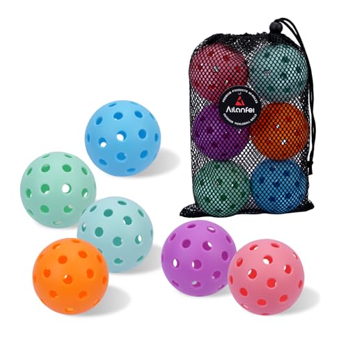 Pickleball Balls 6 Pack | 12 Pack- 40 Holes Outdoor Pickleball with Bag, Perfectly Balanced, High Bounce, Crack-Resistance，USAPA Standard - Multiple Colors - color: Colors, size: 6 pcs