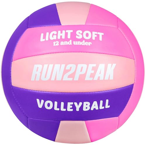 RUN2PEAK Light Soft Volleyball - Light Volleyball Designed for Beginners Kids Youth Teen - Lightweight Volleyballs for Indoor Outdoor Beach Backyard Official Size 5 Training Volley Ball