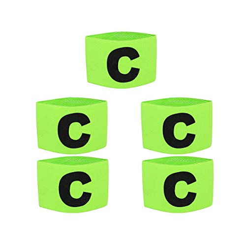 COMOK Football Soccer Elastic Captain Armband Basketball Adjustable Player Bands for Kids and Youth, 5 Pack - color: Yellowgreen