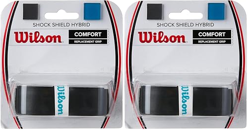 Wilson Shock Shield Hybrid Tennis Racquet Replacement Grip, Black - size: One Size (Pack of 2)