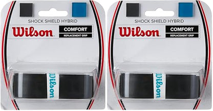Wilson Shock Shield Hybrid Tennis Racquet Replacement Grip, Black - size: One Size (Pack of 2)