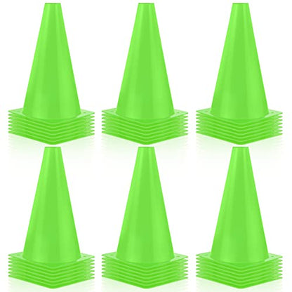 Hoteam 30 Pieces 9 Inch Traffic Cones Plastic Sport Agility Training Safety Cones Soccer Practice Equipment for Basketball Football Drills Exercise, Outdoor Activity and Events - color: Green
