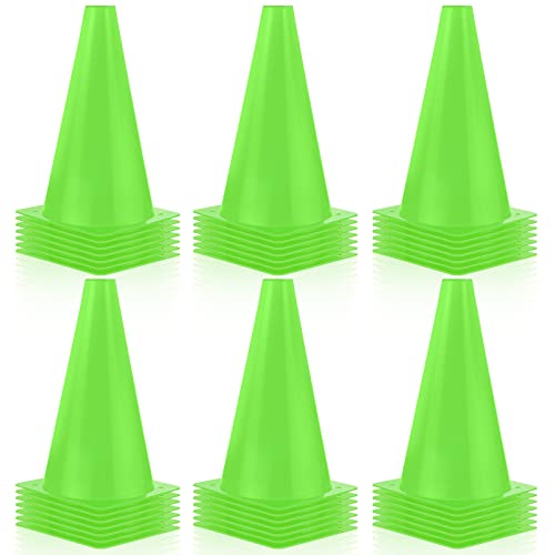 Hoteam 30 Pieces 9 Inch Traffic Cones Plastic Sport Agility Training Safety Cones Soccer Practice Equipment for Basketball Football Drills Exercise, Outdoor Activity and Events - color: Green
