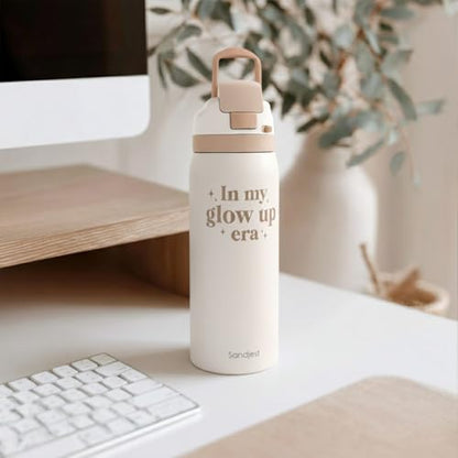 Inspiration Insulated Stainless Steel Water Bottle with Straw for Sports and Travel, In My Glow Up Era, 32oz Gifts for Women Girls Friends Teens Birthday Christmas - color: Inspiration