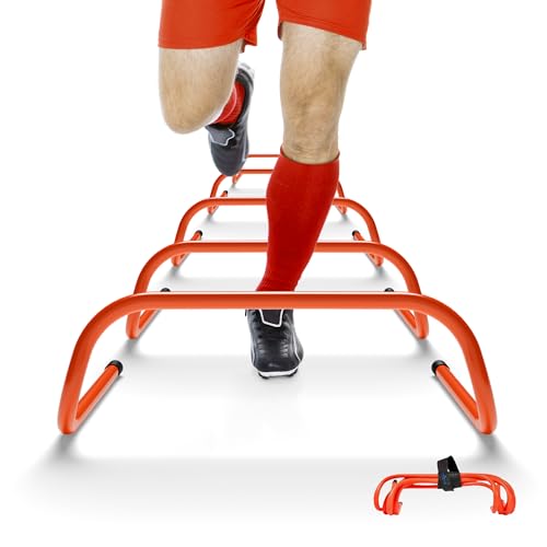 Yes4All Agility Speed Training Agility Hurdles for Athletes - 5 Pack - Speed and Agility Training Equipment for Soccer Basketball Football Hurdle Training - color: A. Set 5 Hurdles Neon Orange
