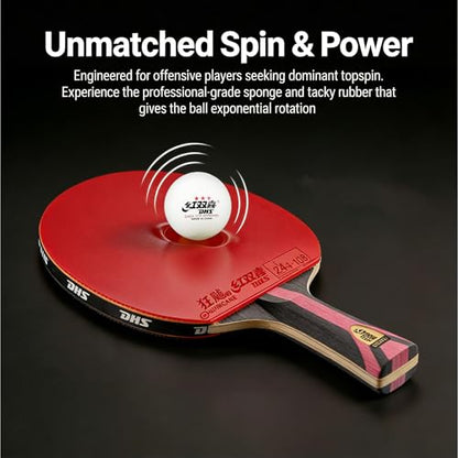 DHS Ping Pong Paddles,Table Tennis Racket with Hurricane 3 High Spin & Speed for Advanced Offensive Players, Flared Handle