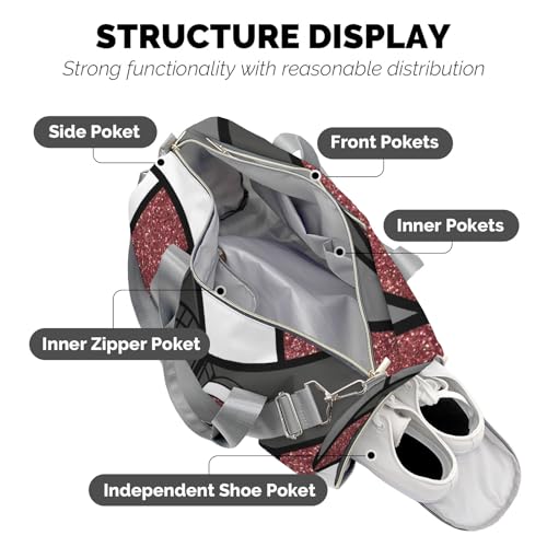 Sport Volleyball Maroon Personalized Sport Duffel Bag Custom Name Travel Gymnastics Sports Gym Dance Training Weekend Bag for Women Men