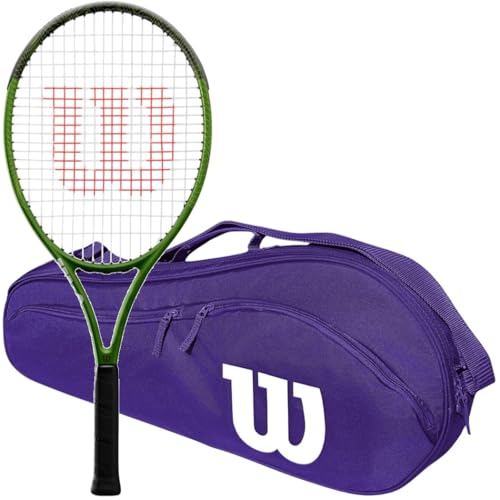 Wilson Blade Feel Comp Jr Tennis Racquet Bundled w a Tennis Bag or Backpack - color: Purple Advantage Bag, size: 25 Inch Racquet