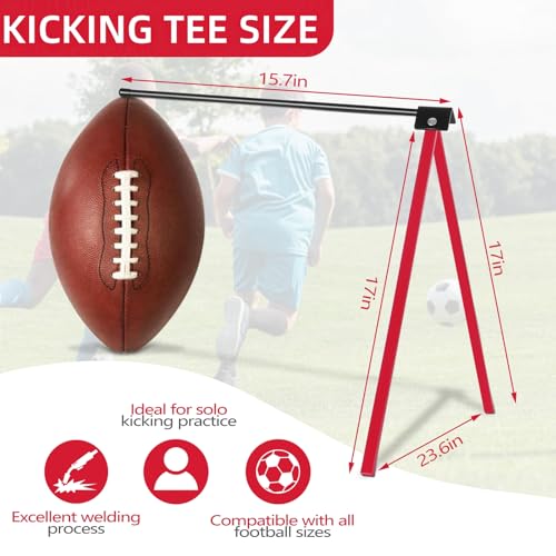 Ziopetru Football Kicking Stand, Durable All Metal Football Kicking Tee Holder for Field Goal and Place Kicks of Football, Adult and Youth Football Training Equipment