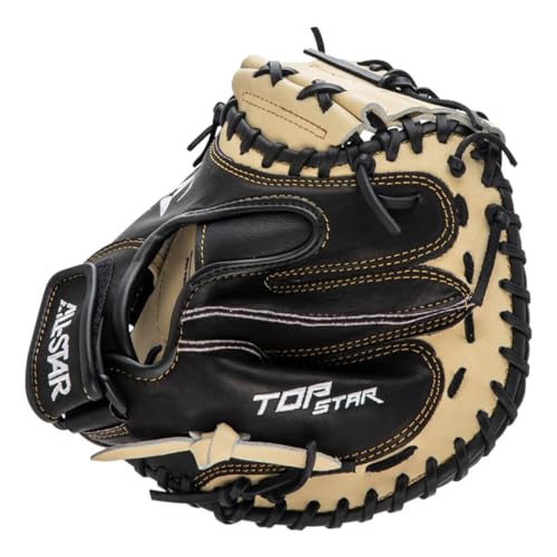 All-Star Top Star Series Catching Mitt - Left/Right Hand Throw - Adult and Youth Size - Baseball Glove, Catchers Mitt - color: Black|Tan, size: 31.5" YOUTH