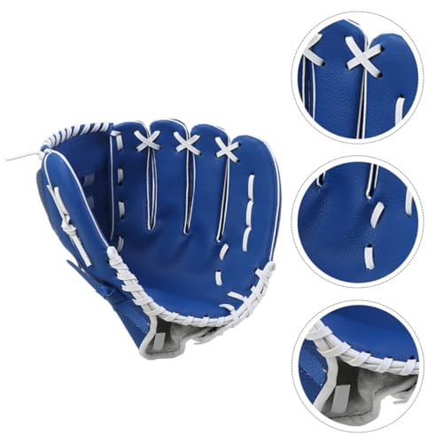 SUPVOX Baseball Glove Pu Infielder Glove 9.5 Inch Thickened Softball Mitt for Youth Pitcher Training Protective Sports Equipment Blue
